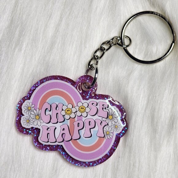 Choose Happy Keychain - Picture 1 of 2